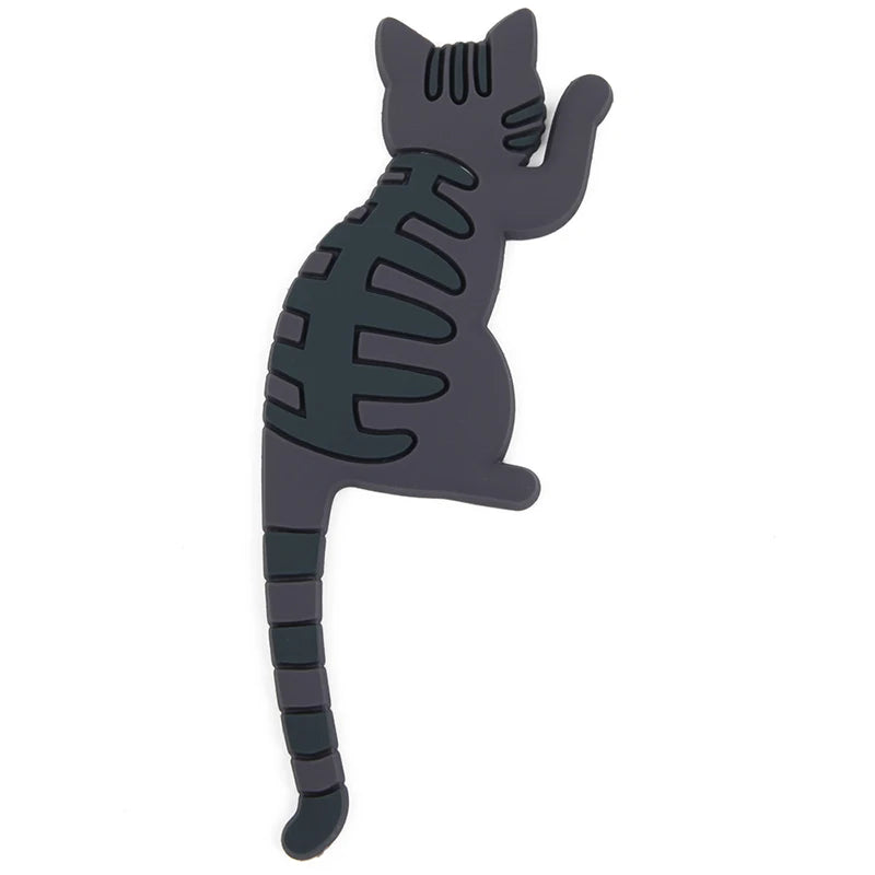 Creative Towel Rack Cartoon Cat Kitchen Refrigerator Magnet Key Holder Bendable Cat Tail Hook Kitchen Office Decoration Hook
