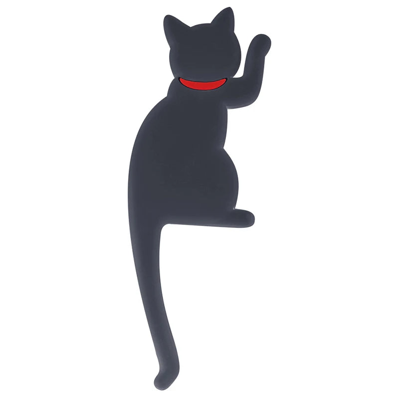 Creative Towel Rack Cartoon Cat Kitchen Refrigerator Magnet Key Holder Bendable Cat Tail Hook Kitchen Office Decoration Hook