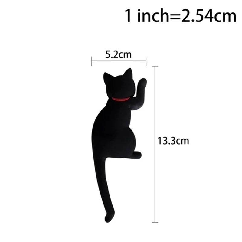 Creative Towel Rack Cartoon Cat Kitchen Refrigerator Magnet Key Holder Bendable Cat Tail Hook Kitchen Office Decoration Hook