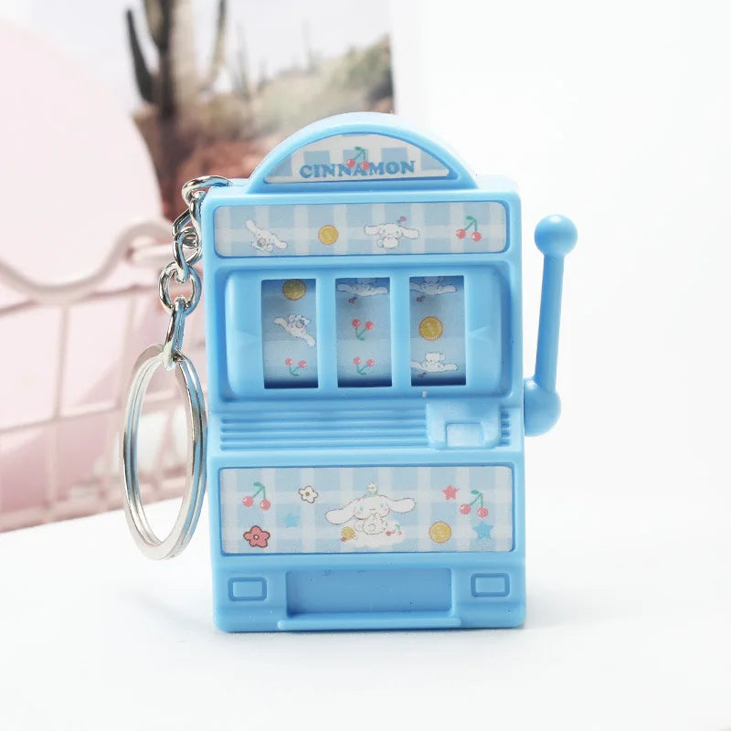 Mini Kawaii Hello Kitty Kuromi My Melody Cinnamon Slot Machine keychain Turnable Very Interesting Stress Relief Child Gift Toys