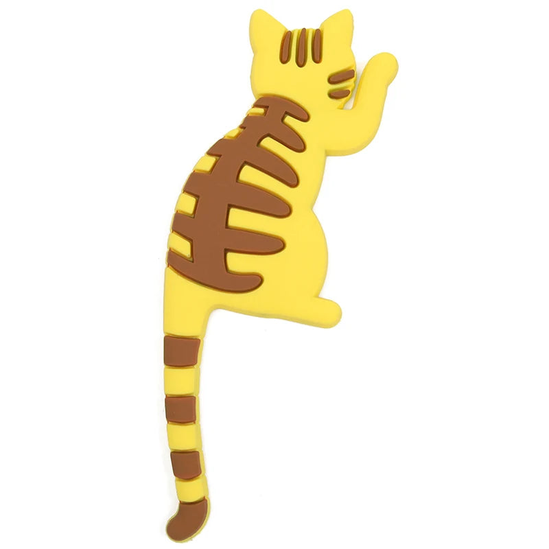 Creative Towel Rack Cartoon Cat Kitchen Refrigerator Magnet Key Holder Bendable Cat Tail Hook Kitchen Office Decoration Hook