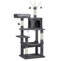 57" Cat Tree Tower for Indoors, Cat House with Padded Bed, Toy Balls, Cozy Condo, Sisal Scratching Posts, Dark Grey.