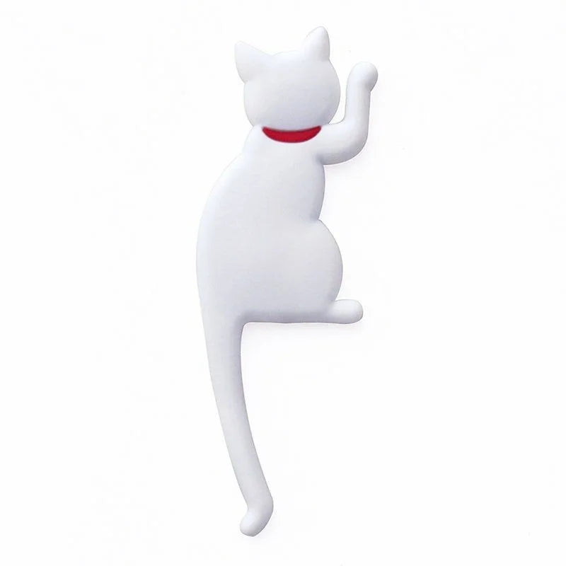 Creative Towel Rack Cartoon Cat Kitchen Refrigerator Magnet Key Holder Bendable Cat Tail Hook Kitchen Office Decoration Hook